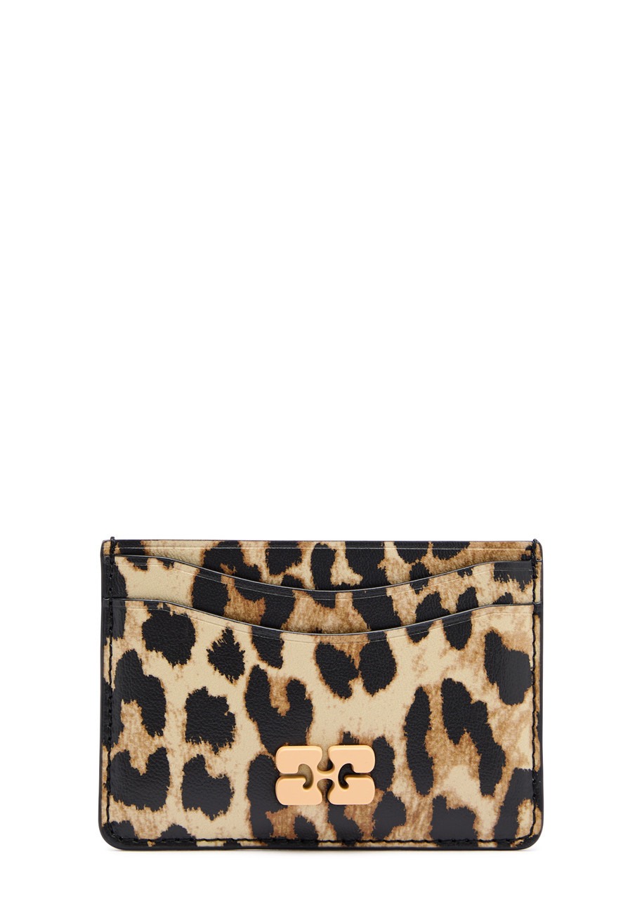Ganni Bou Leopard-print Leather Card Holder - 1