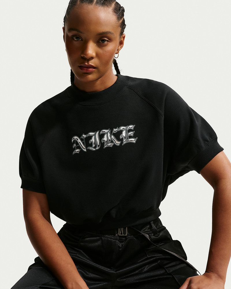 Nike Sportswear Women's Loose Short-Sleeve French Terry Crew-Neck Sweatshirt 3