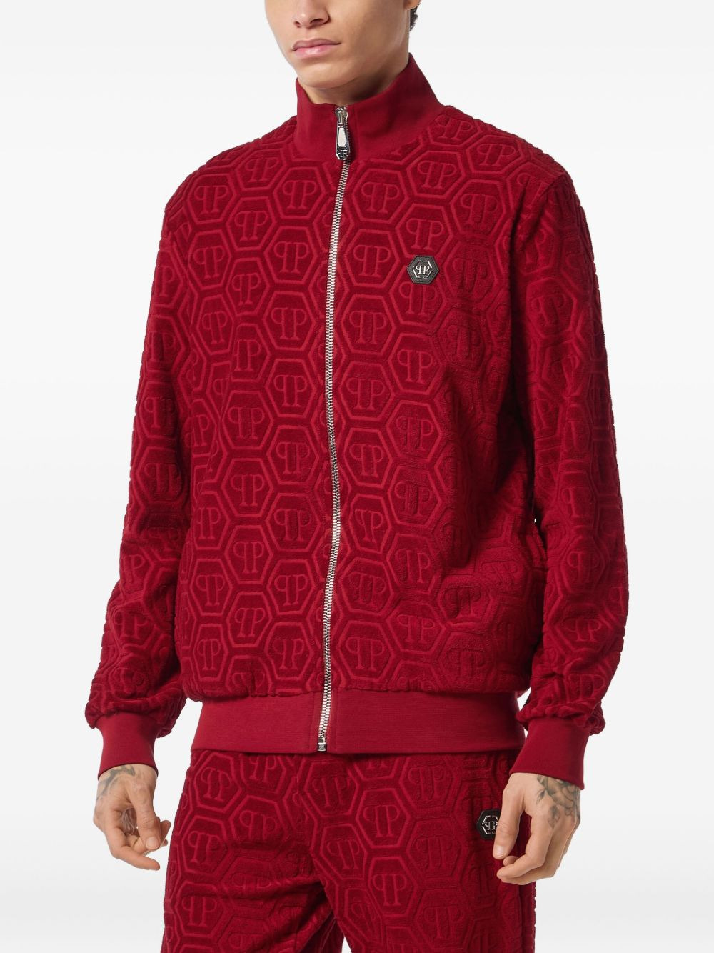 monogram-jacquard track jacket - 3