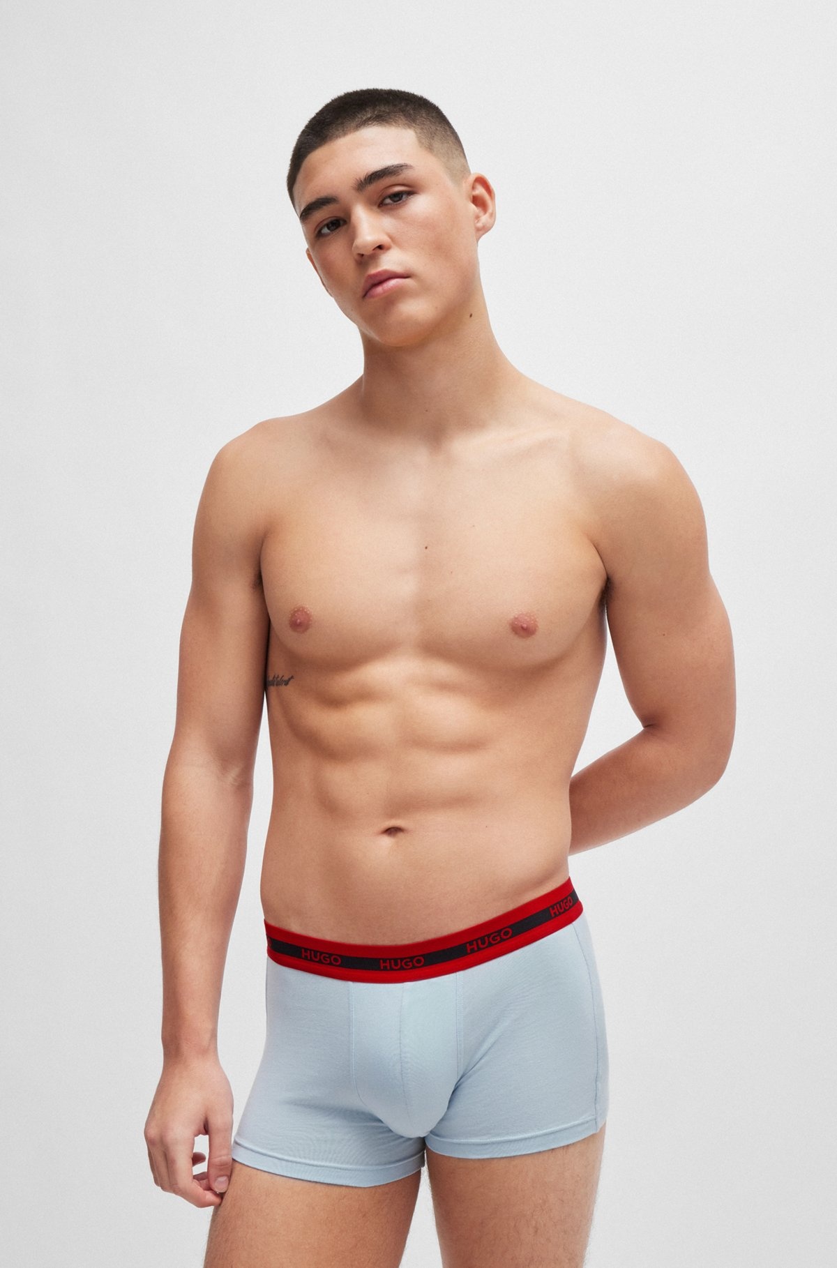 THREE-PACK OF STRETCH-COTTON TRUNKS WITH LOGO WAISTBANDS - 7