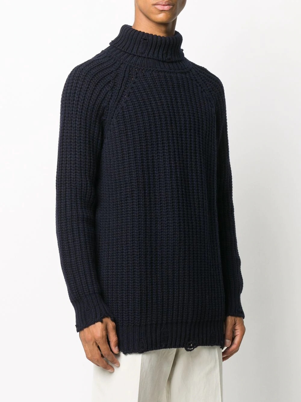 distressed roll neck jumper - 3