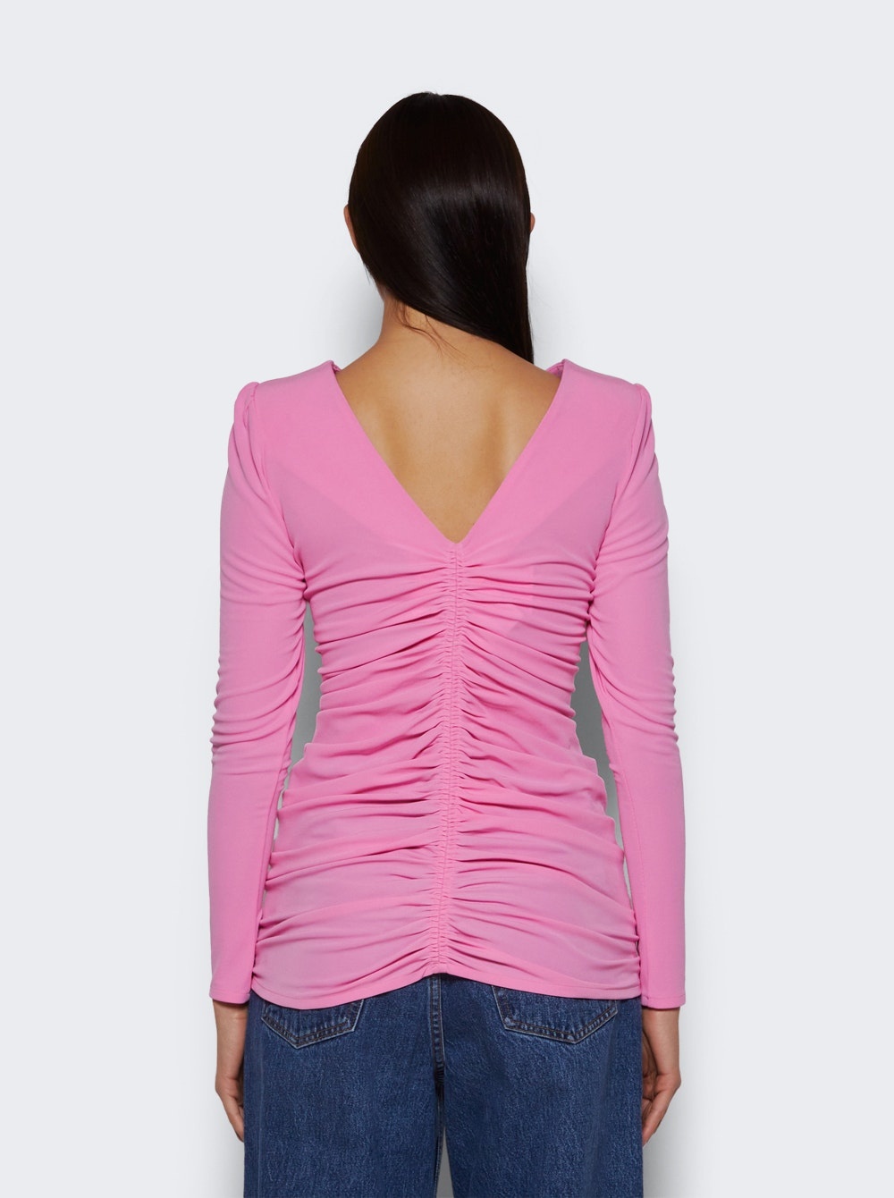 Ruched Long Sleeve Top Bubble Gum Pink - 5