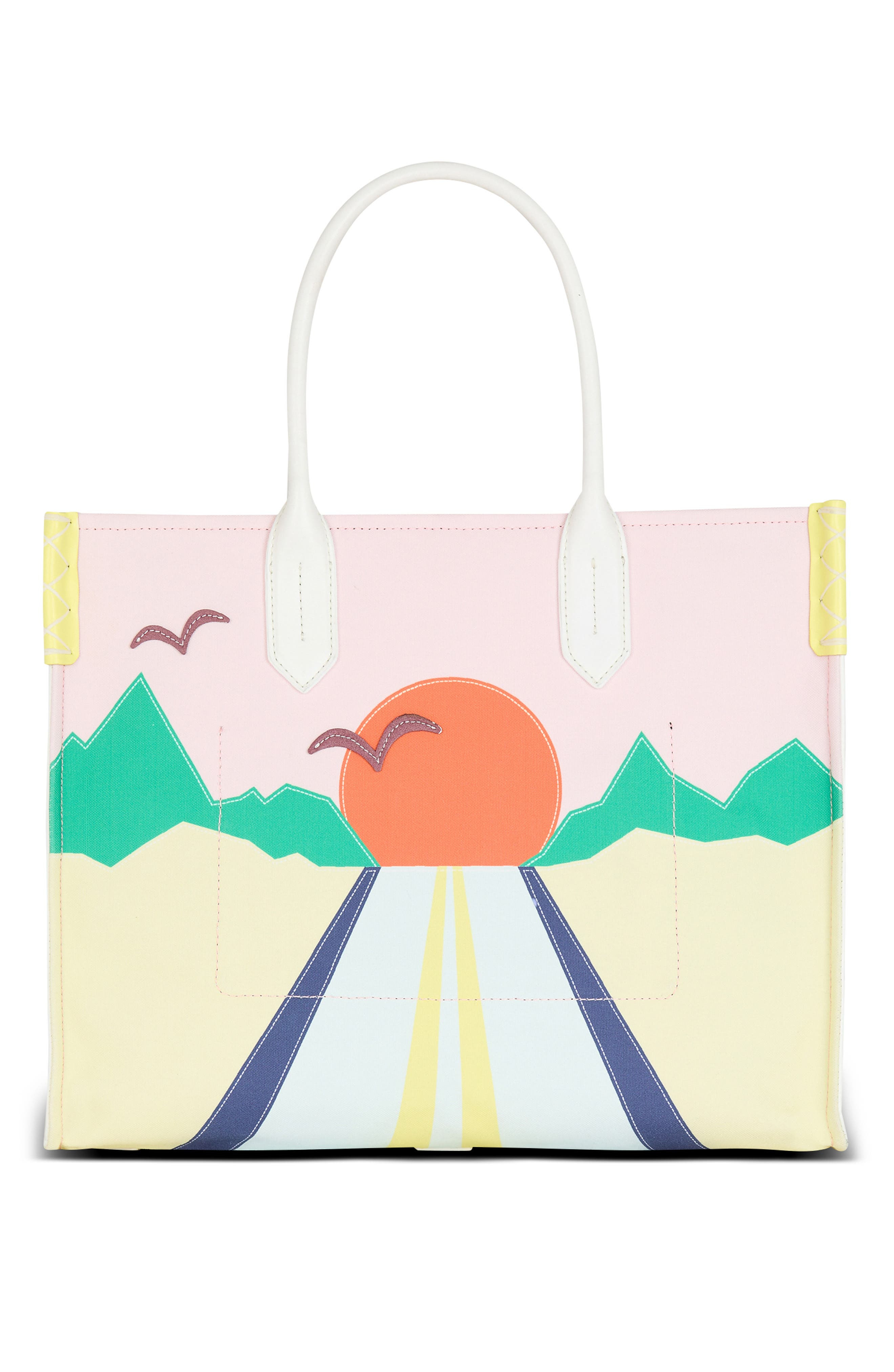 Balmain Medium B-Army Postcard Print Leather & Canvas Shopper Tote in White Multi at Nordstrom - 2