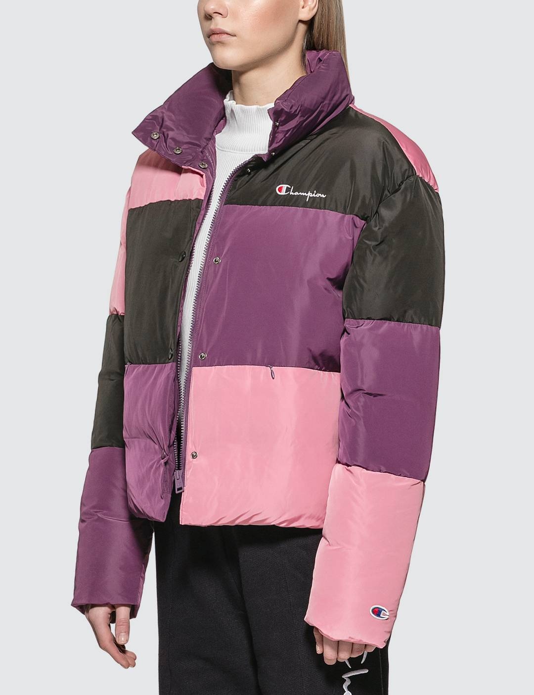 Color Block Puff Down Jacket - 2