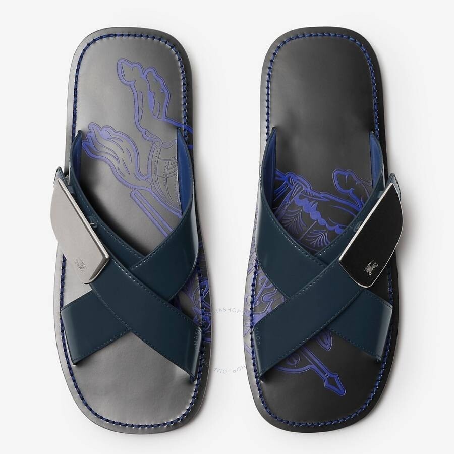Burberry Leather Strip Shield Slides - 3