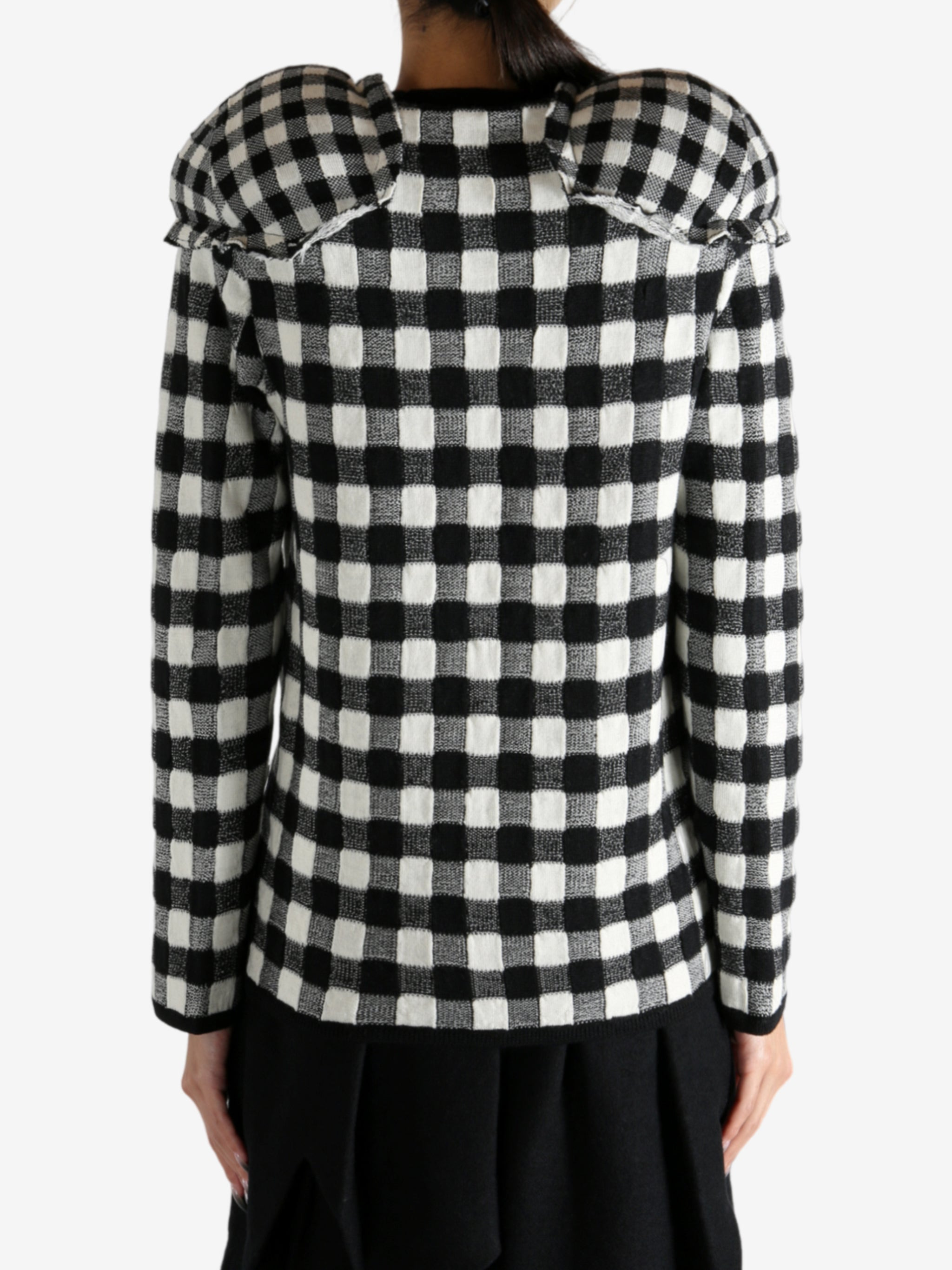 COMME DES GARCONS - Women Black And White Plaid Sweater - 3