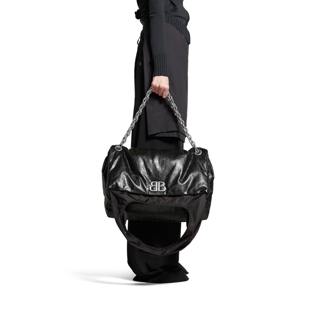 Women's Monaco Large Chain Bag Plus in Black - 3