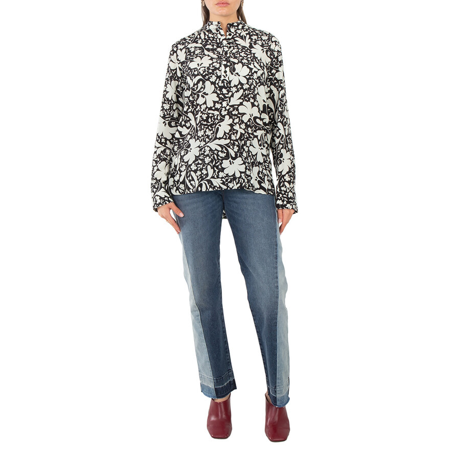 Stella McCartney Black Silk Forest Floral Print Shirt - 4