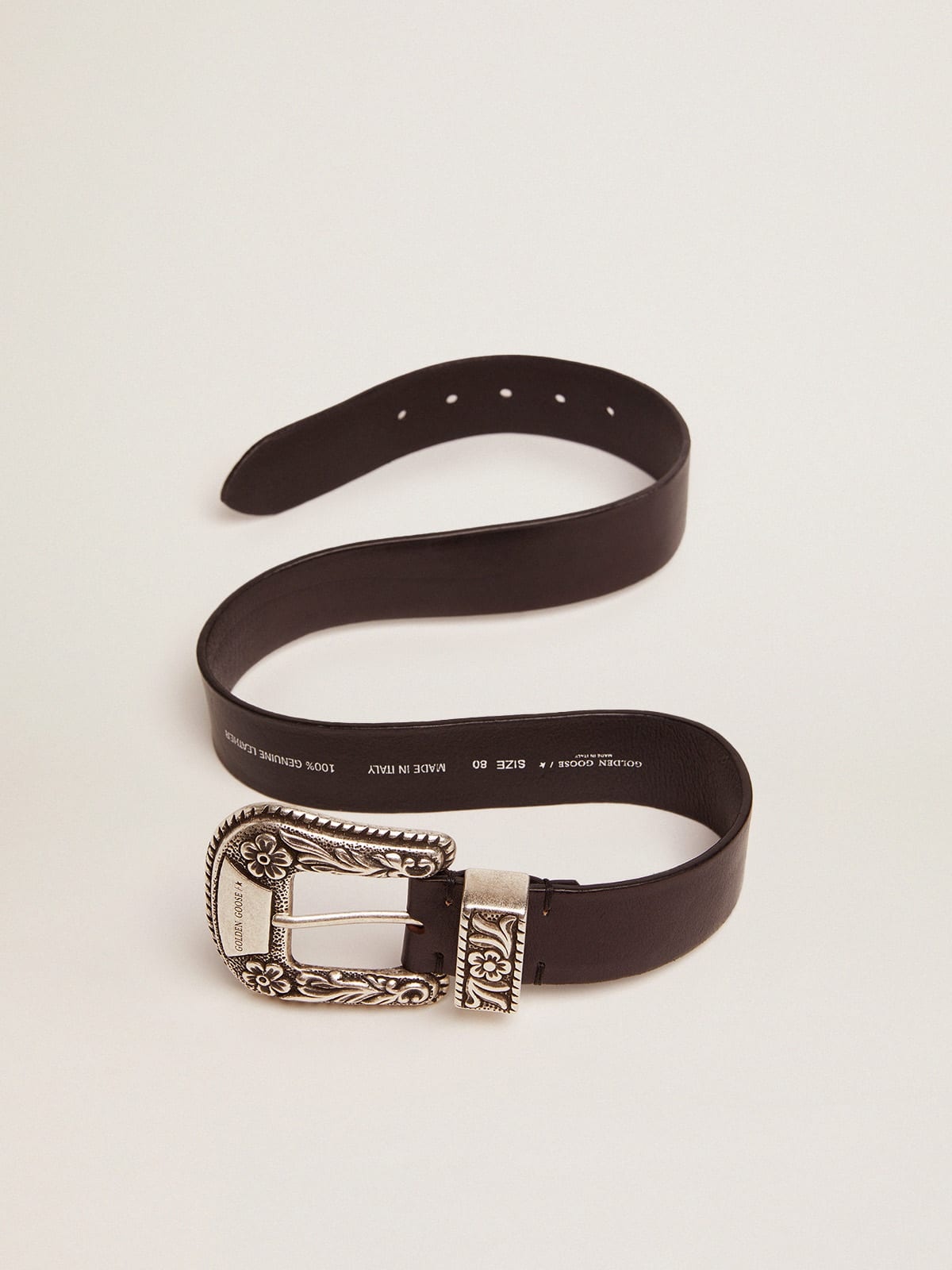 【関税&送料込】Golden Goose Silver Leather Belt Golden Goose Belt Black Leather Silver NWT Size 85 | eBay