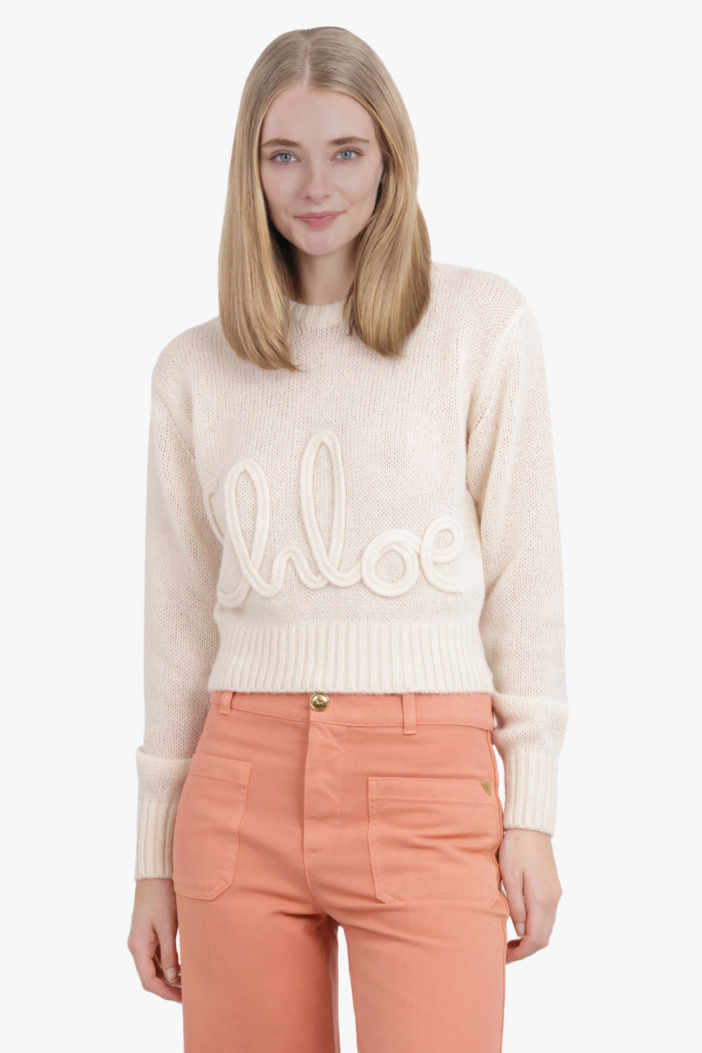 EMBROIDERY LOGO CROCHET L/S KNIT | ICONIC MILK - 7