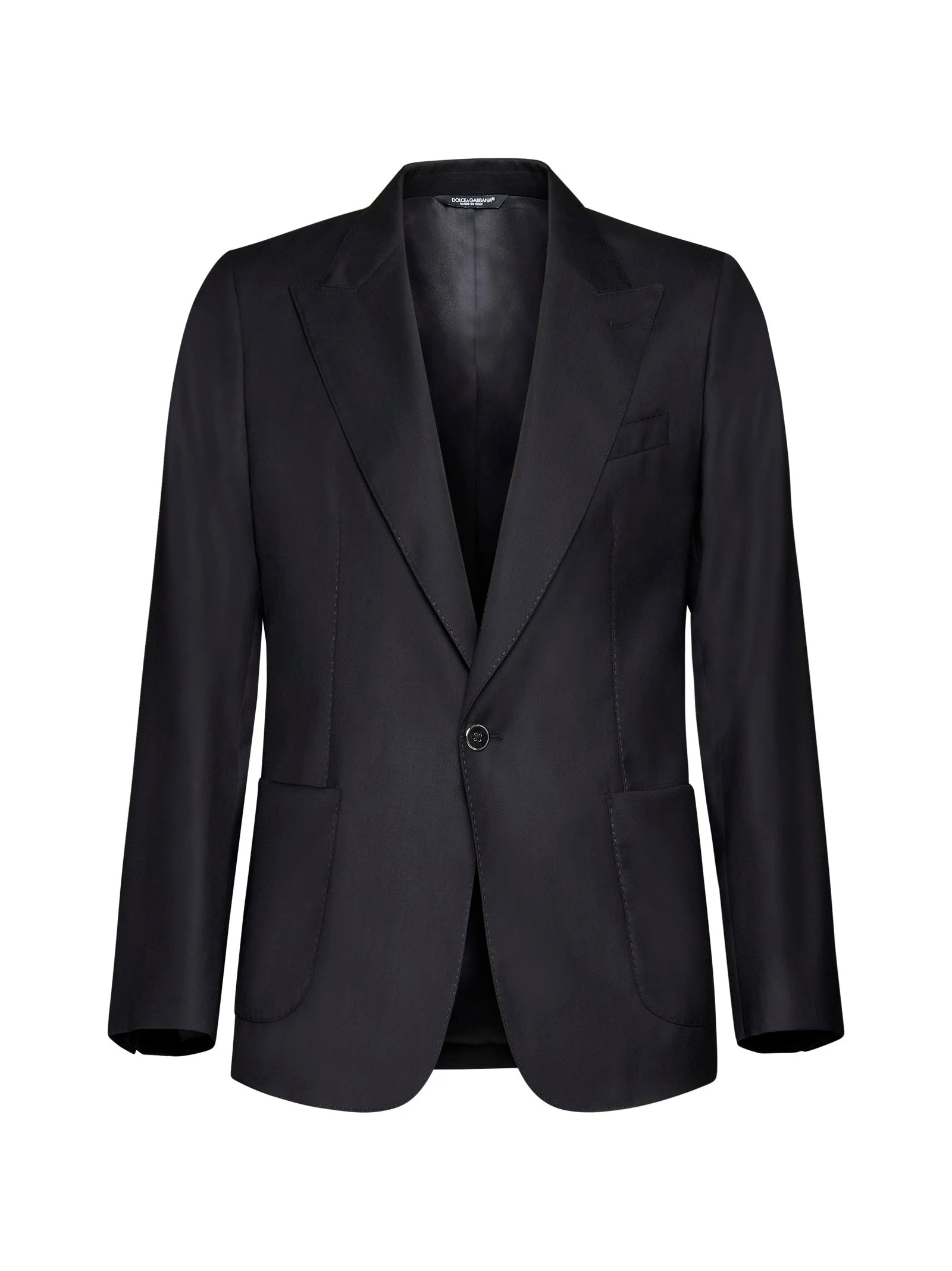 Dolce & Gabbana Men Black Wool And Silk Miami Single-Breasted Blazer - 1