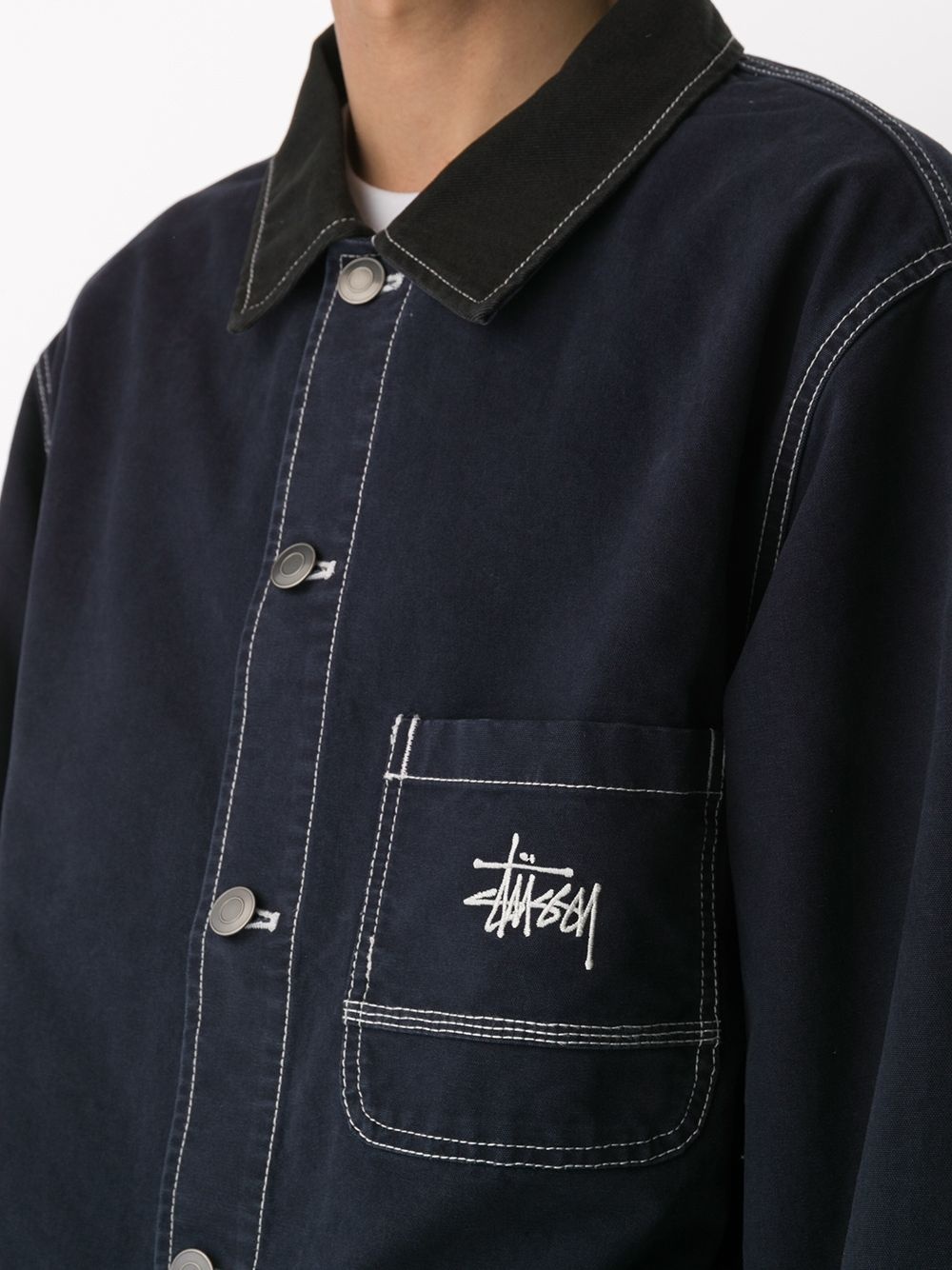 contrast stitch denim jacket - 5