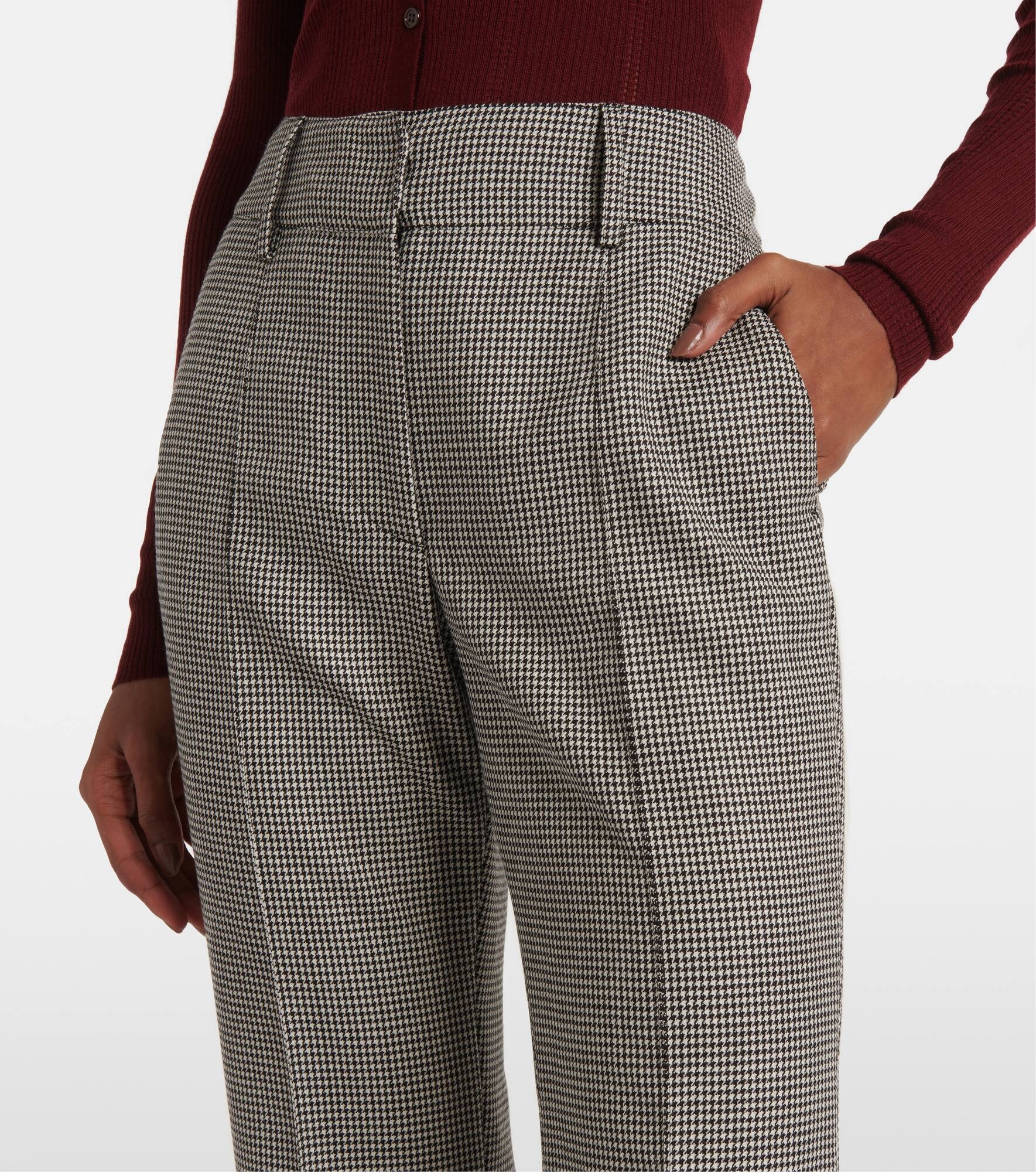 Rhein houndstooth wool flared pants - 4