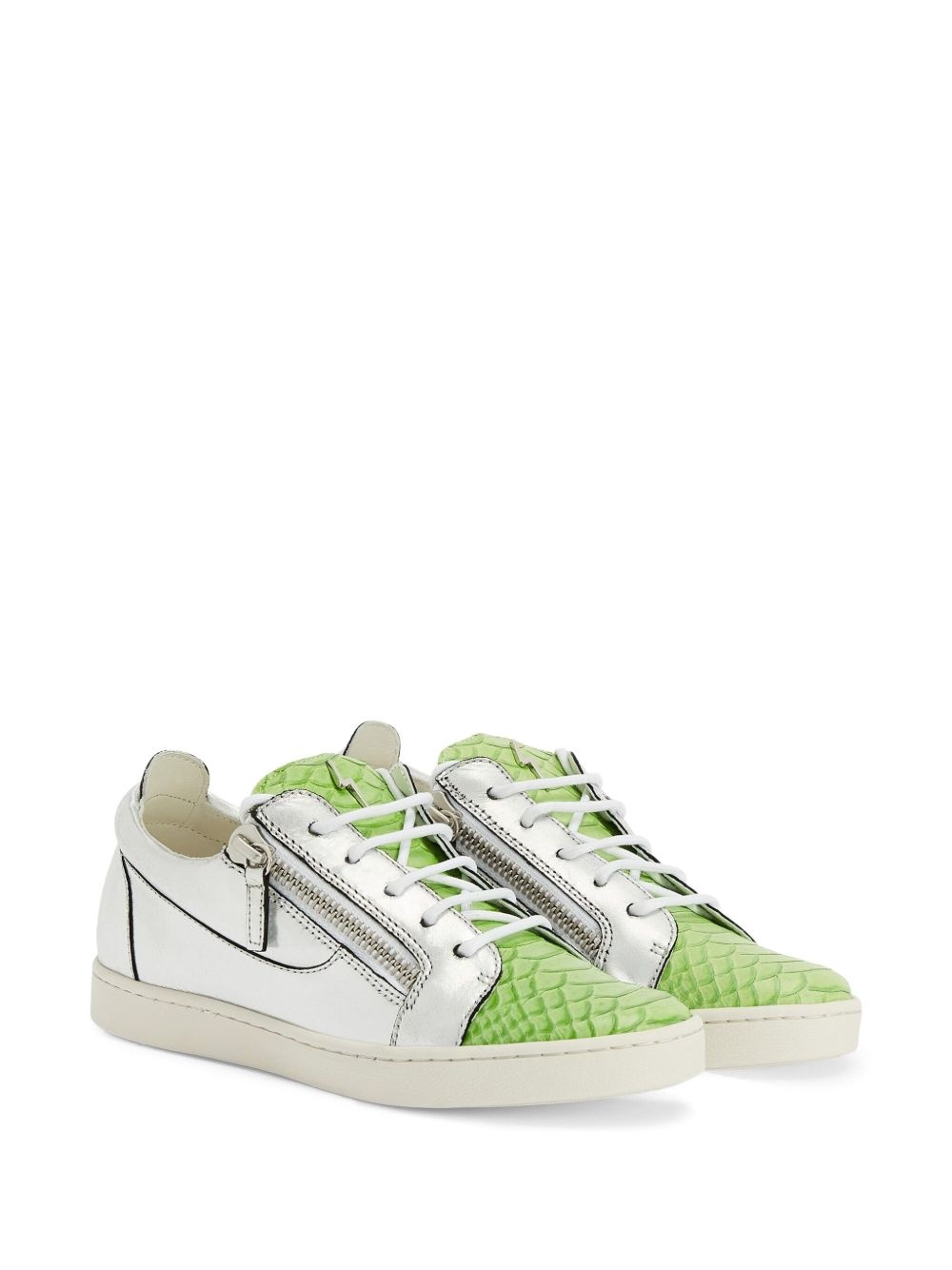 Nicki metallic leather zip-detail sneakers - 2
