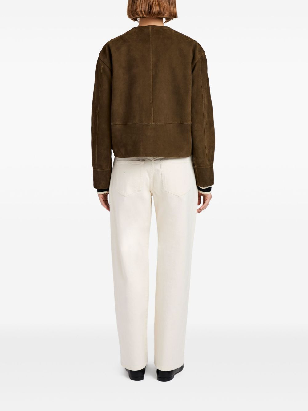 button-front suede jacket - 4