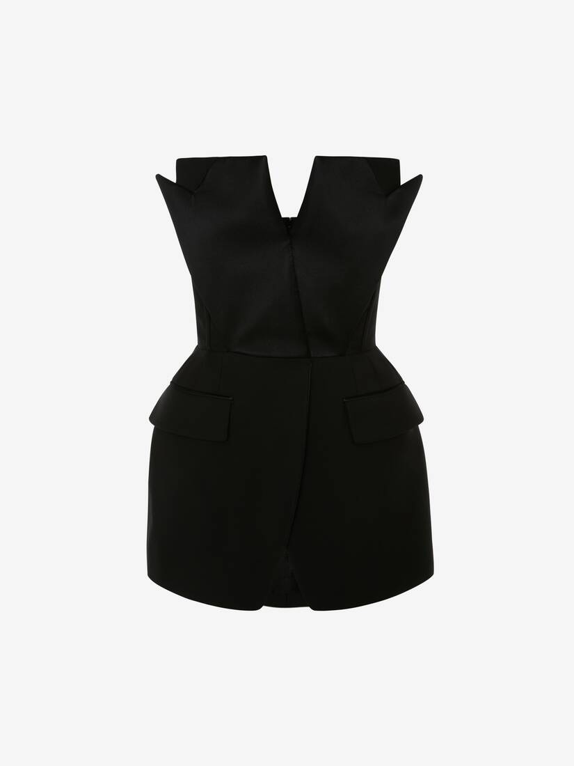 Women's Tuxedo Corset Top in Black - 1