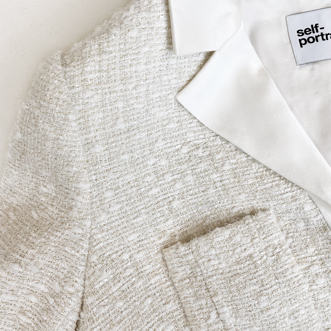 White Boucle Crop Jacket - 4