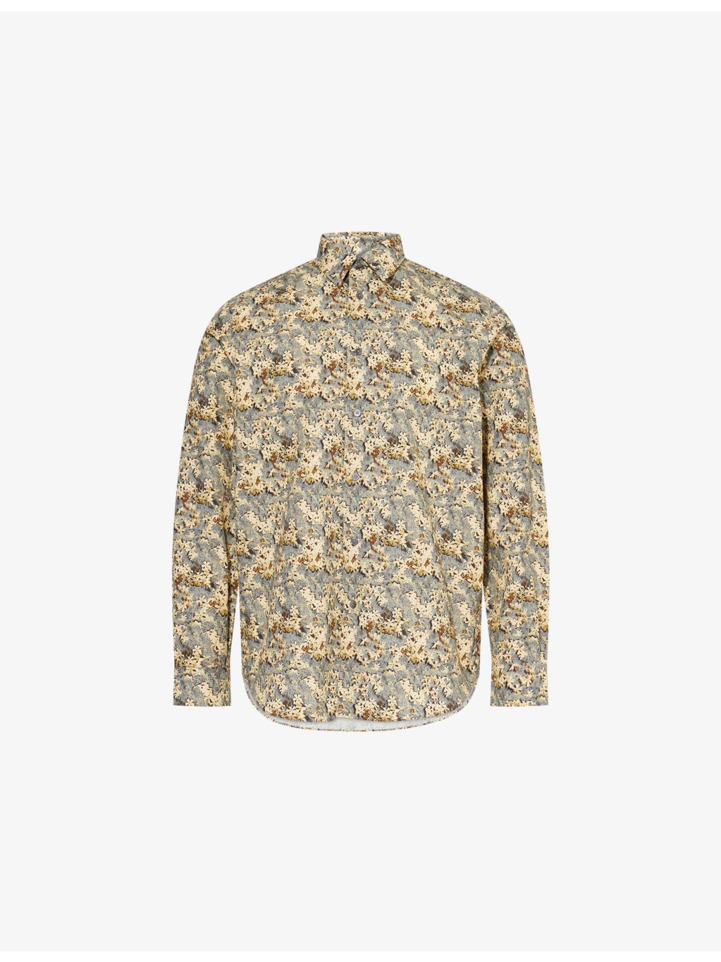 Ditsy Floral Curved-Hem Regular-Fit Cotton-Poplin Shirt - 1