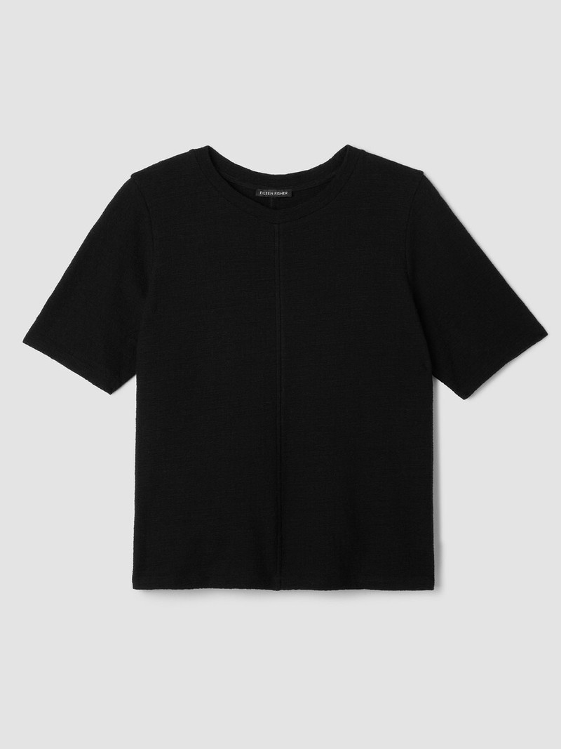 Organic Cotton Jacquard Crew Neck Top 1