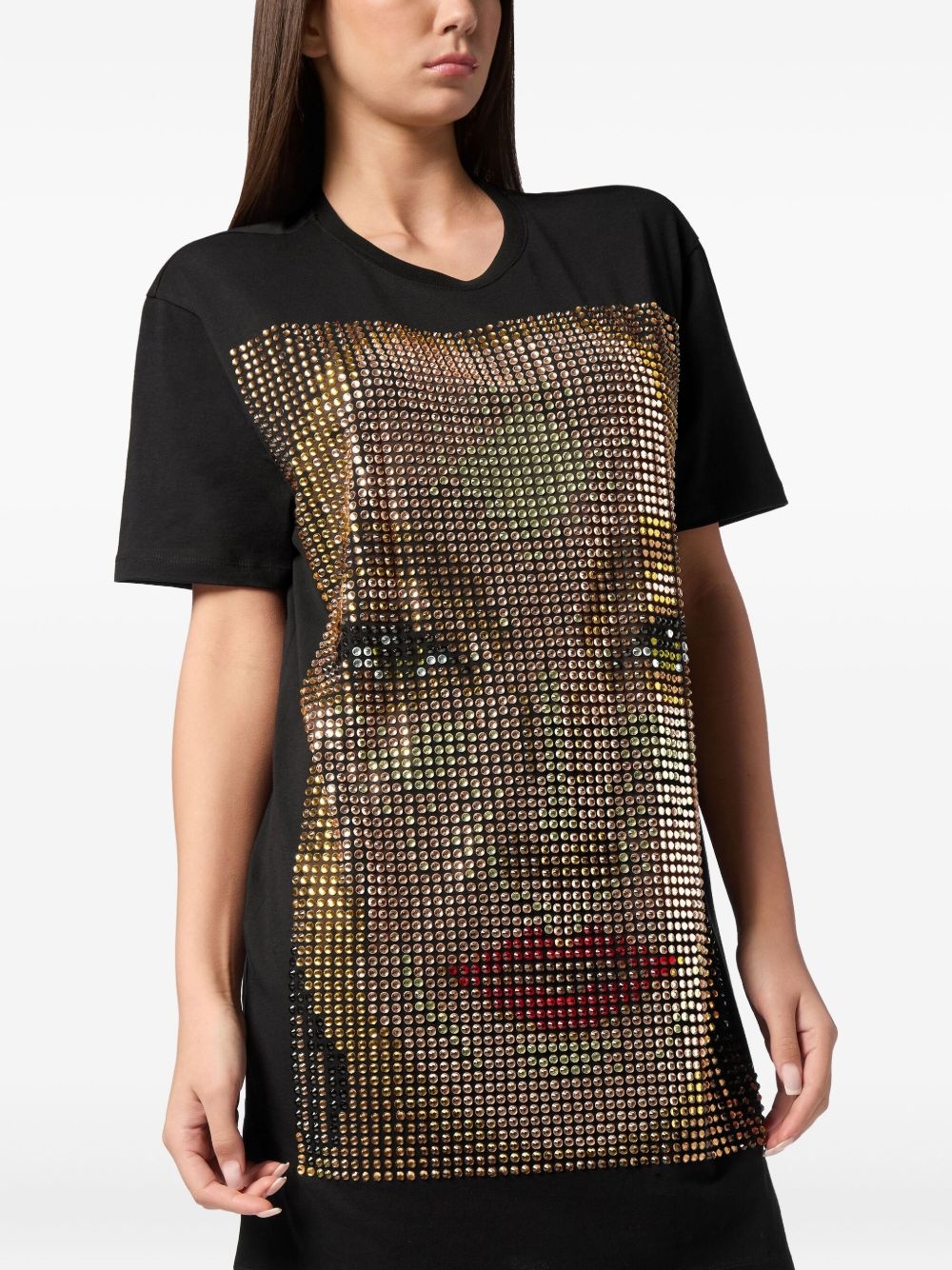 rhinestone-embellished jersey dress - 5