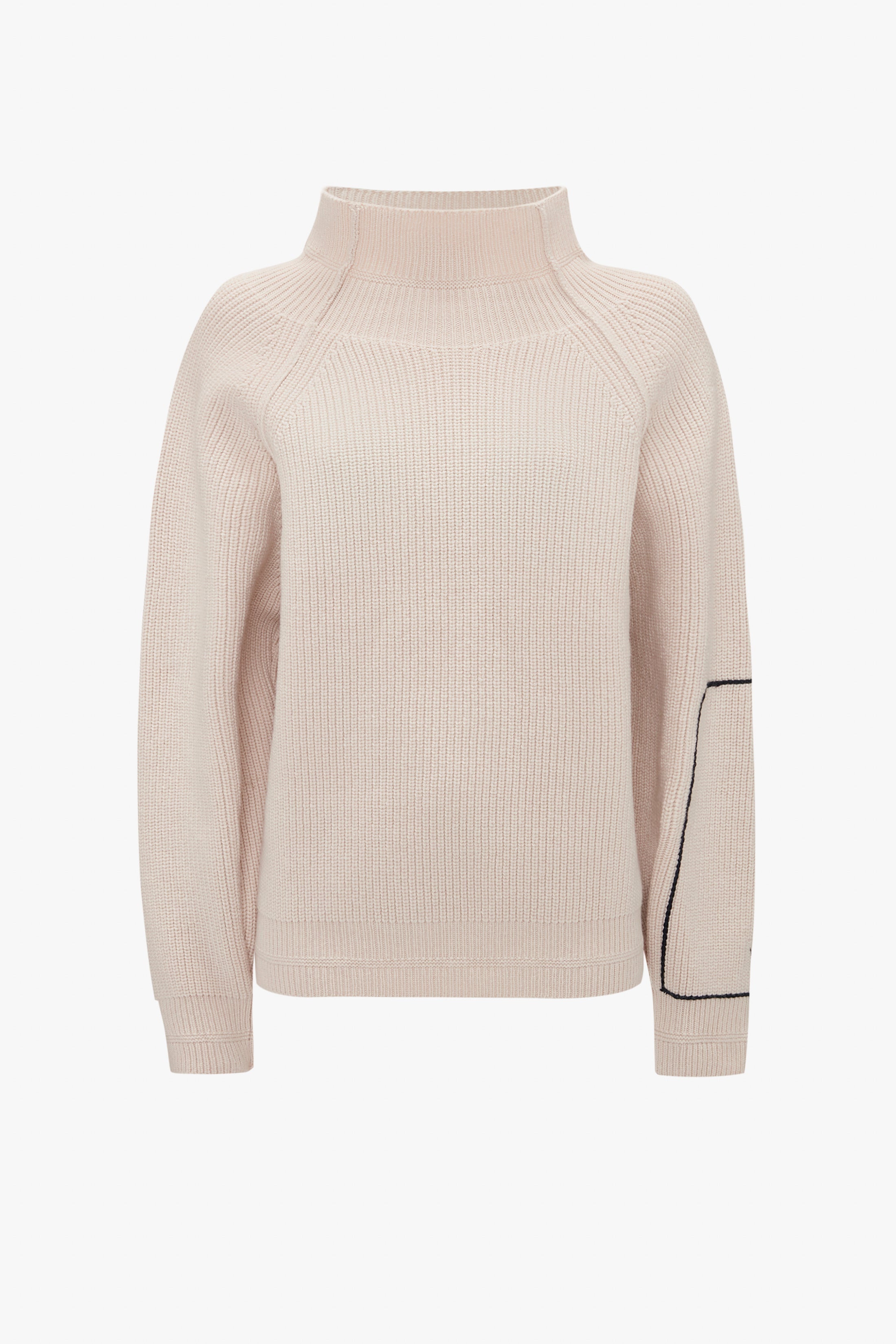 Oversized Polo Neck Jumper In Cream - 1