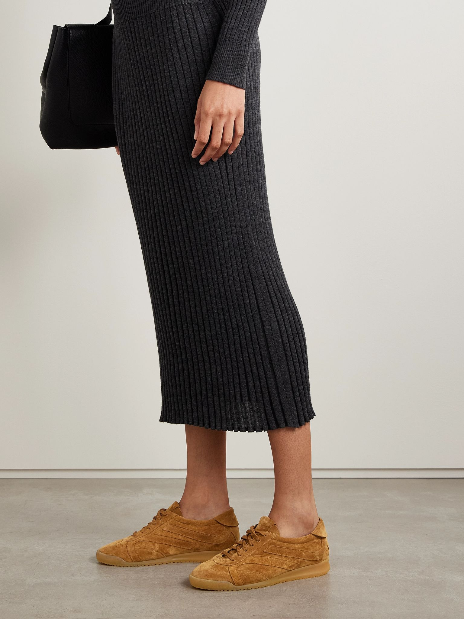 Track paneled suede sneakers Tan - 2