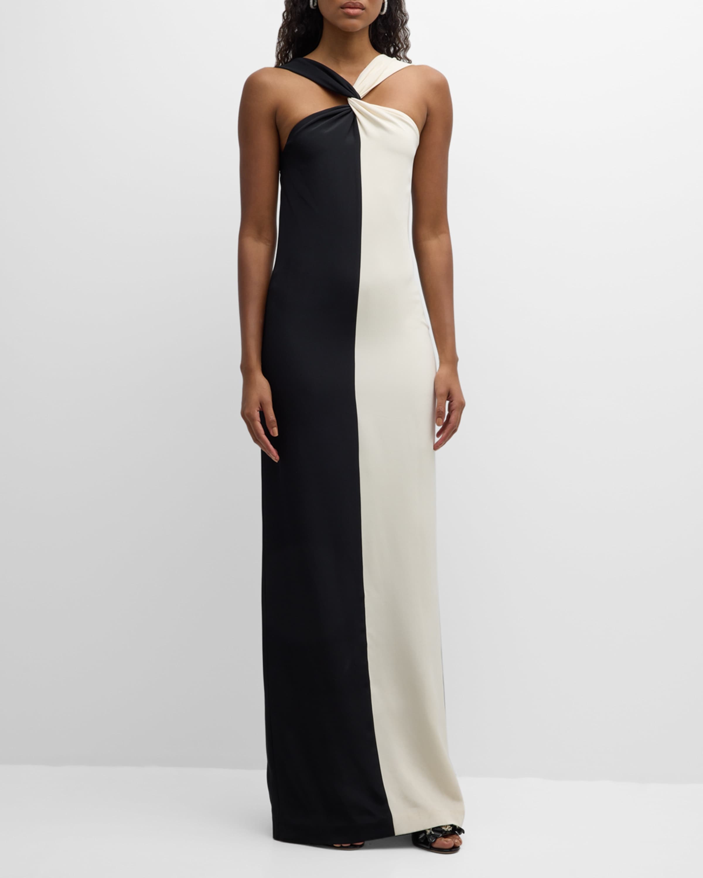 Contrast Silk Maxi Dress - 2