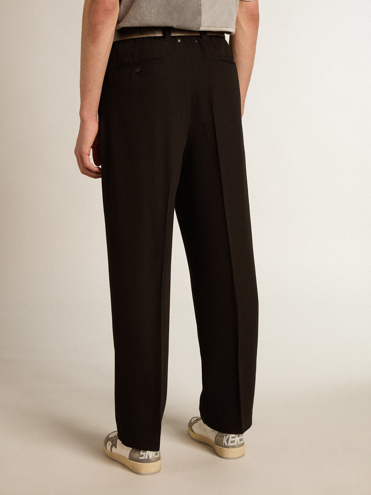 Black wool and viscose blend pants - 4