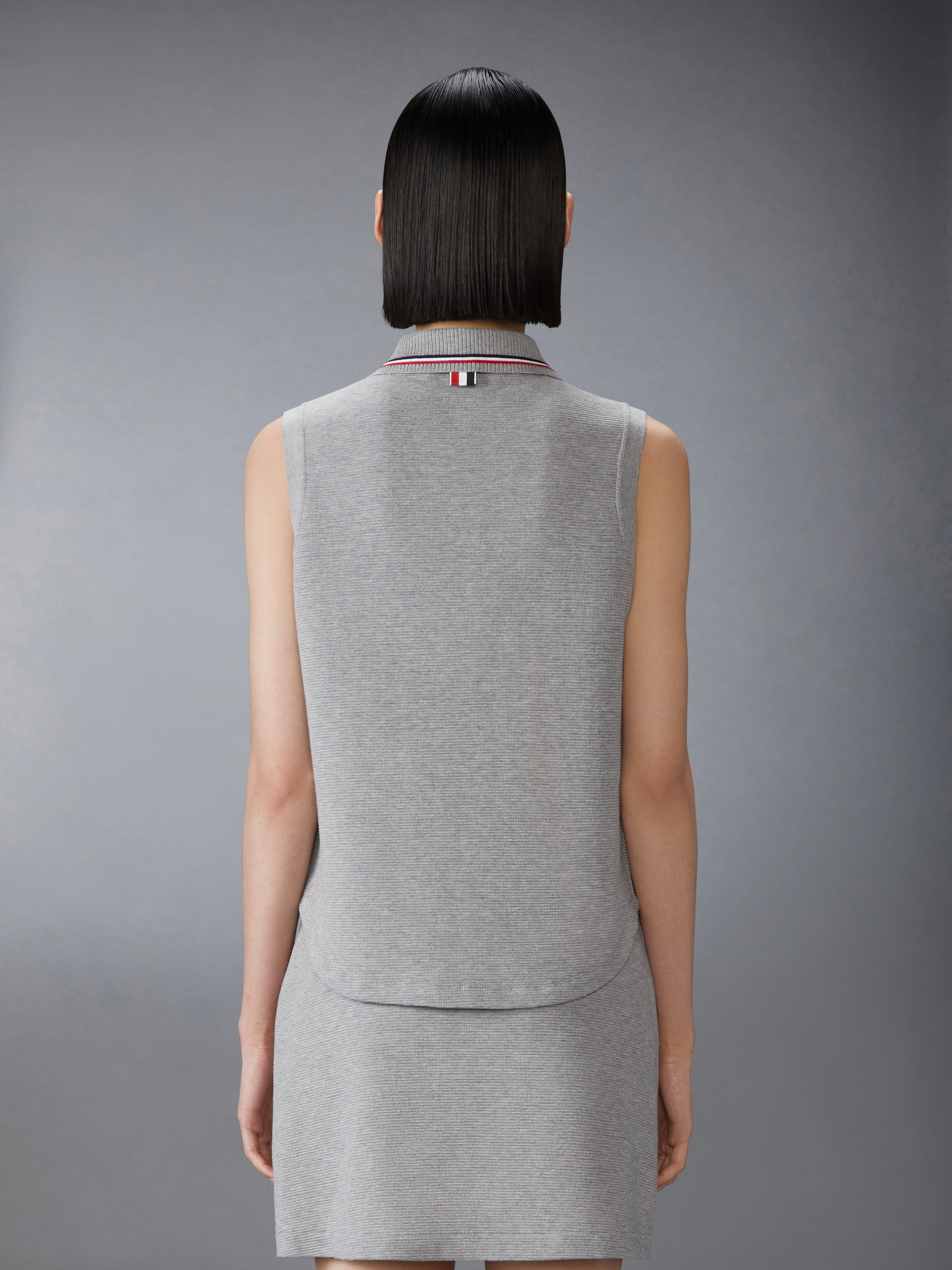 COTTON WAFFLE SLEEVELESS BUTTON SHIRT - 3