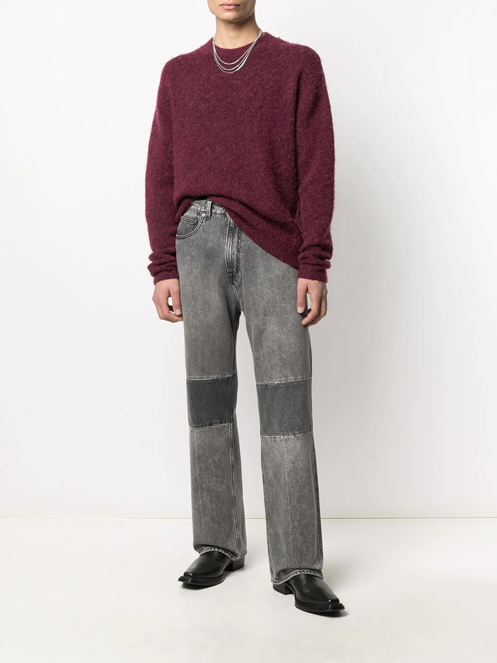 grey-wash high-waisted jeans - 2