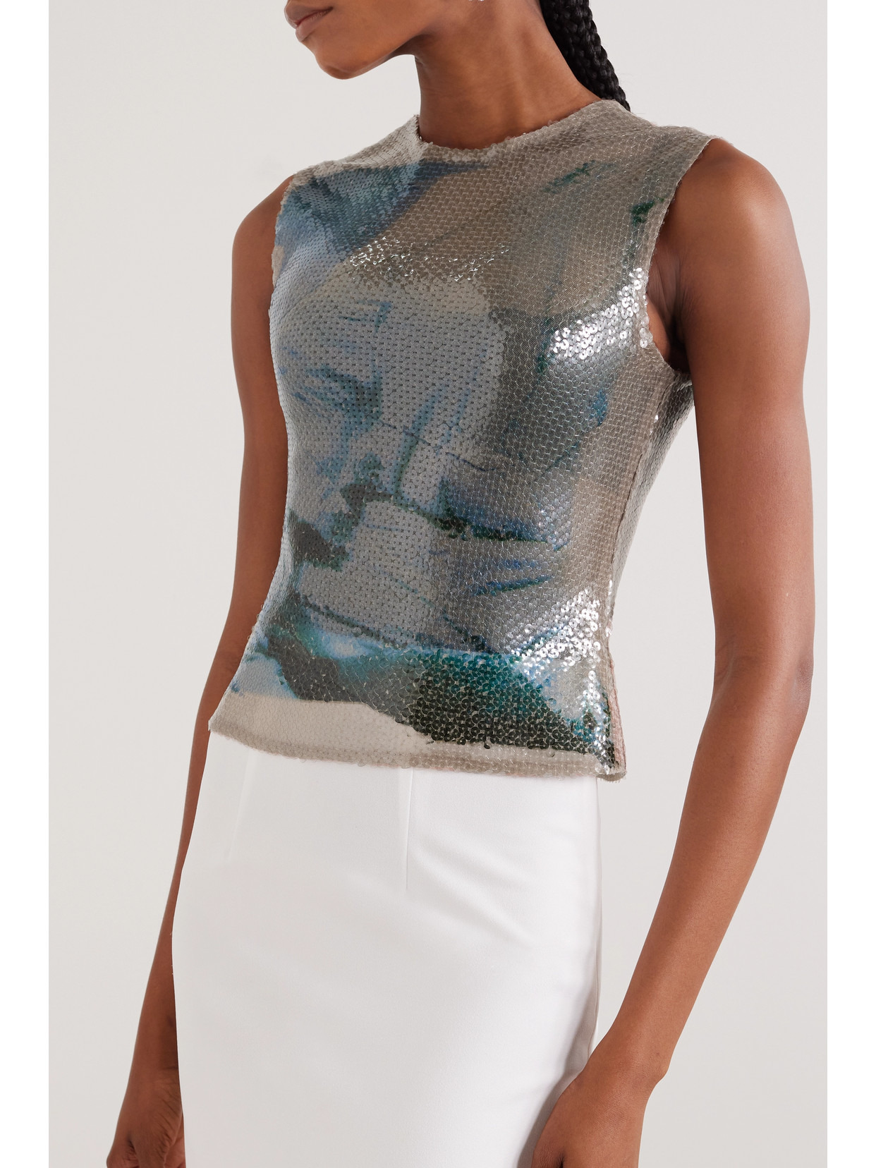 Nage Printed Sequined Tulle Top - 4