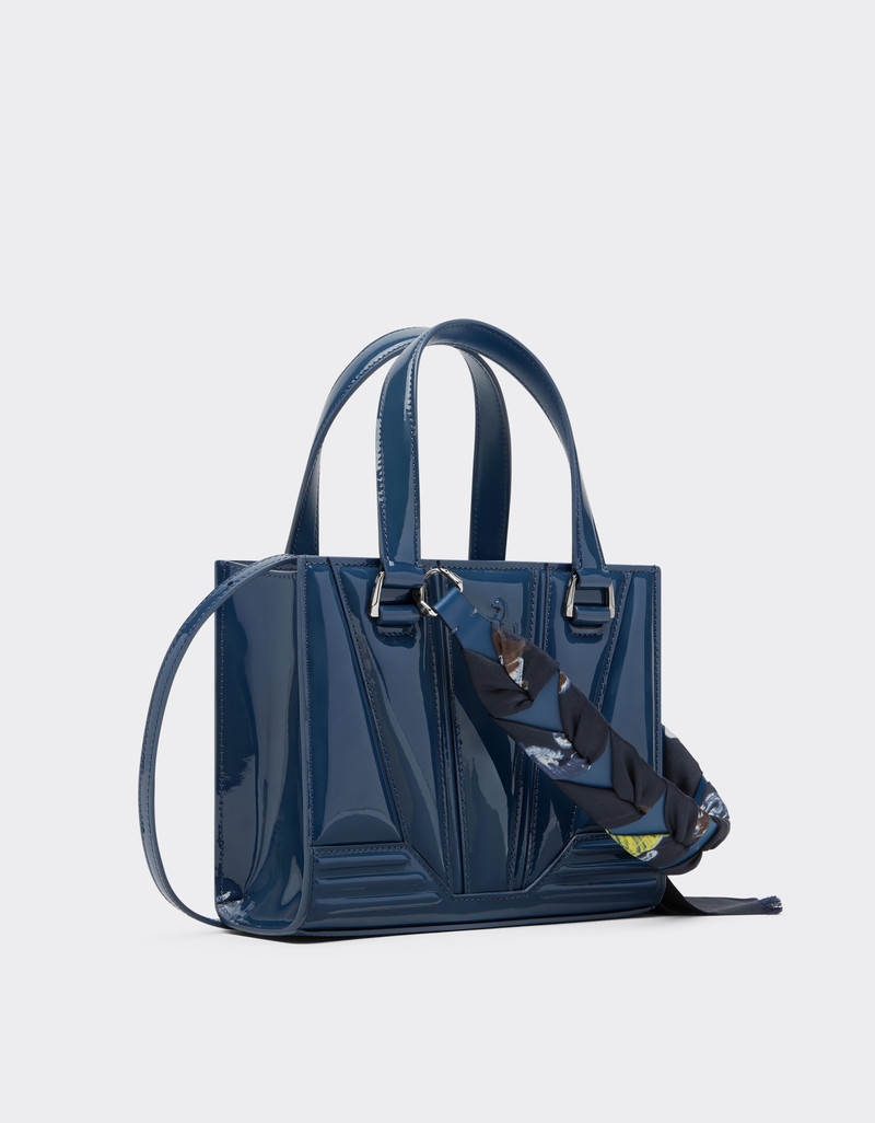 Reconditioned by Ferrari GT mini tote bag in patent leather with Shelley scarf 3