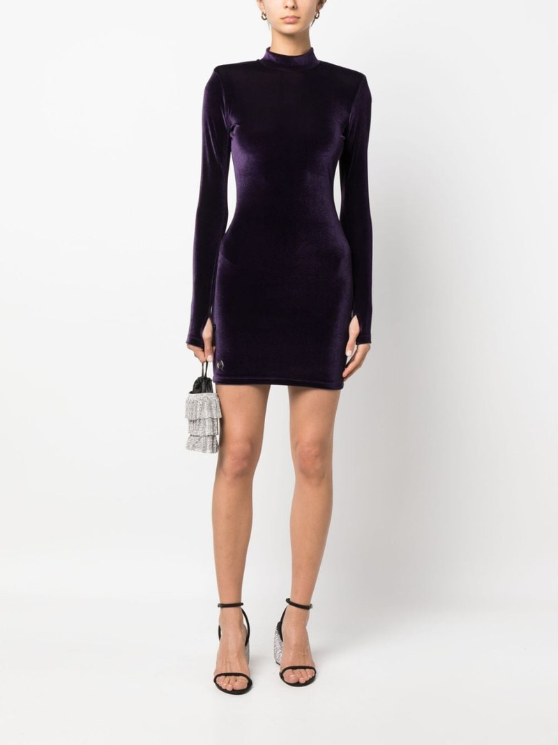 PHILIPP PLEIN fitted velour mini dress outlook