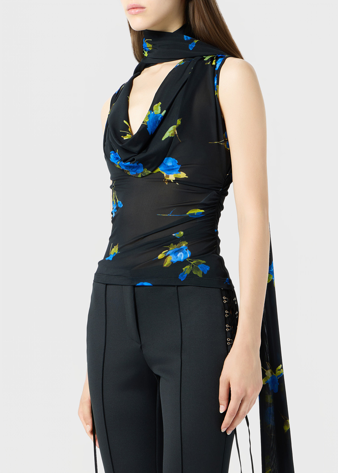 PRINTED JERSEY TOP WITH SCARF - 5