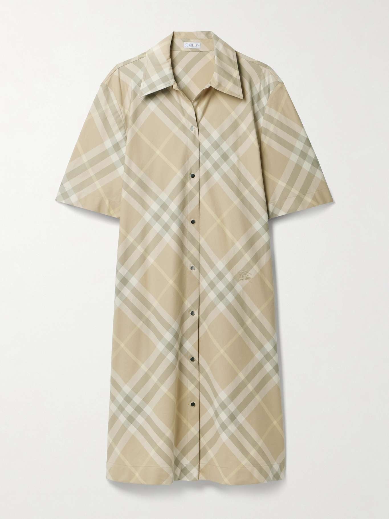 Checked cotton-gabardine shirt dress - 1