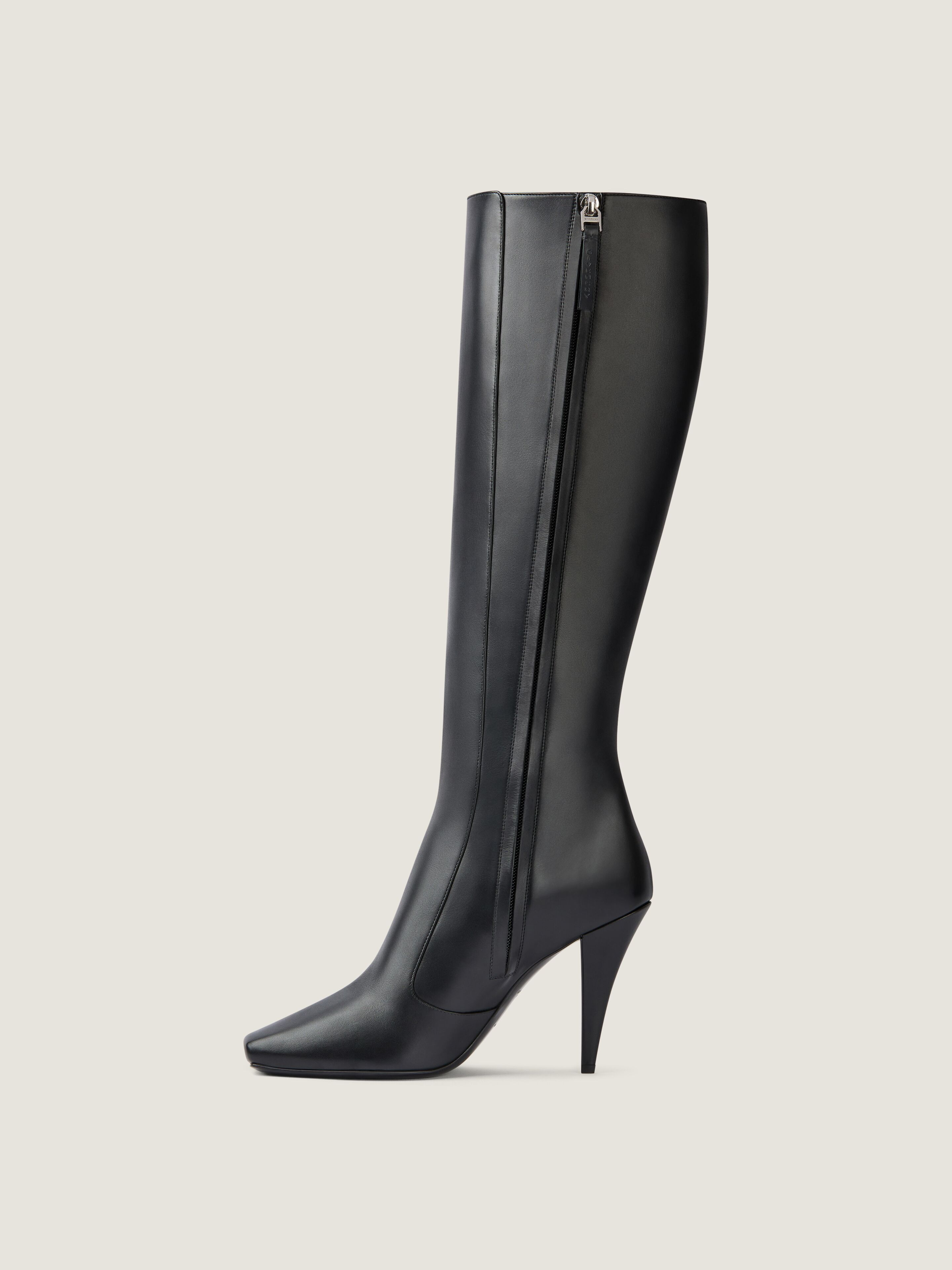 SLICED SQUARE BOOTS IN SHINY LEATHER - 4
