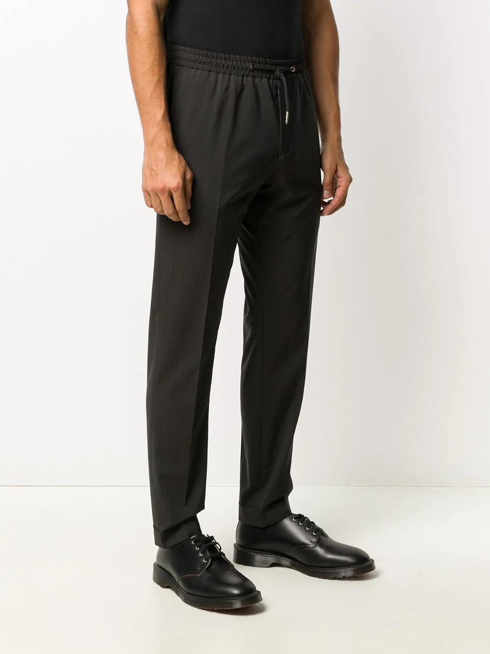 drawstring straight leg trousers - 3