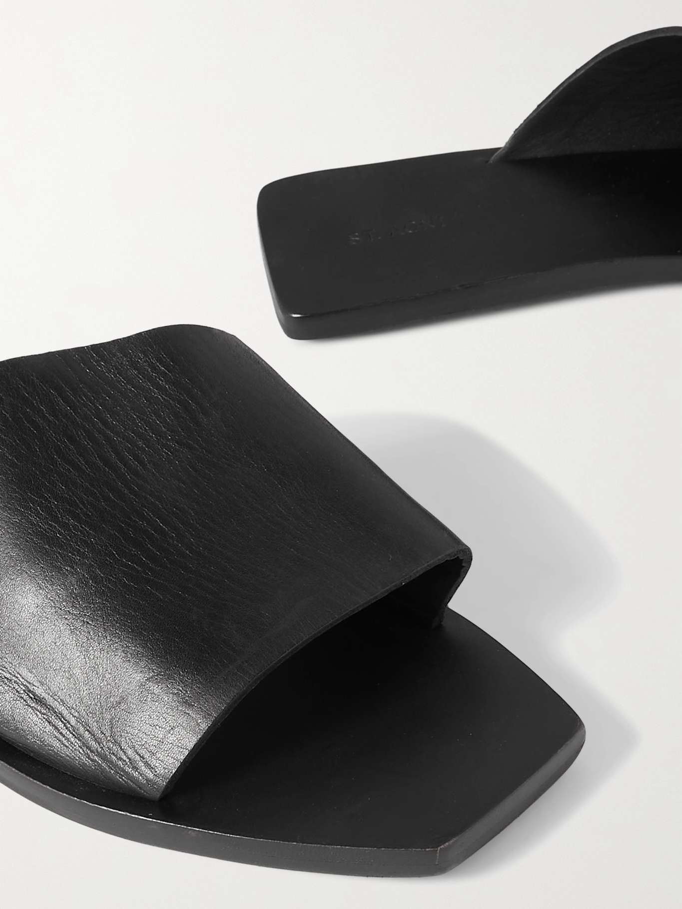 + NET SUSTAIN asymmetric leather slides - 4
