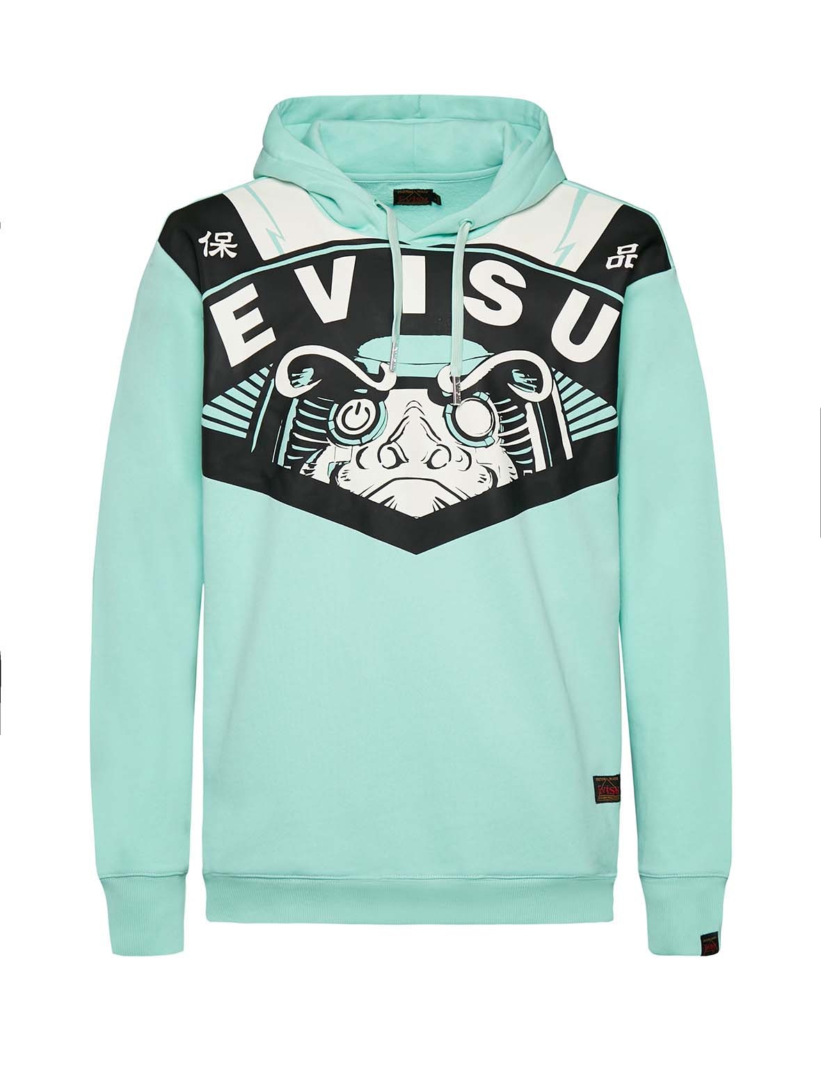 EVISU GIANT PRINTED LOOSE-FIT MINT GREEN HOODIE - 7