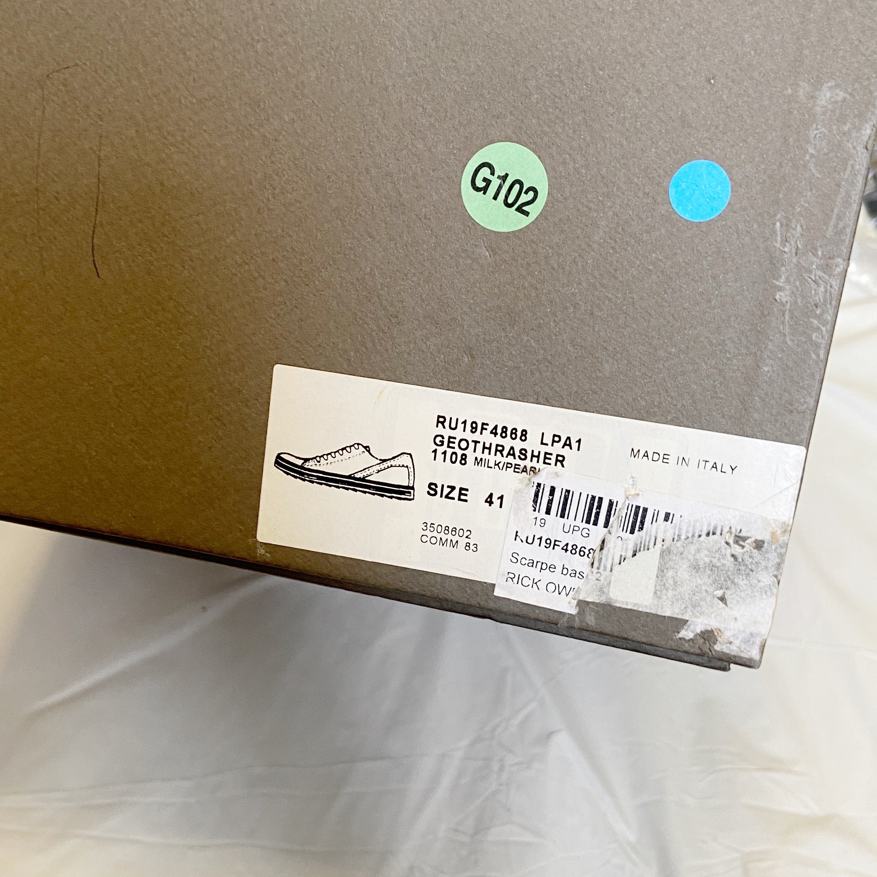 Rick Owens Mainline Milk Geothrasher Sneaker 41 - 10