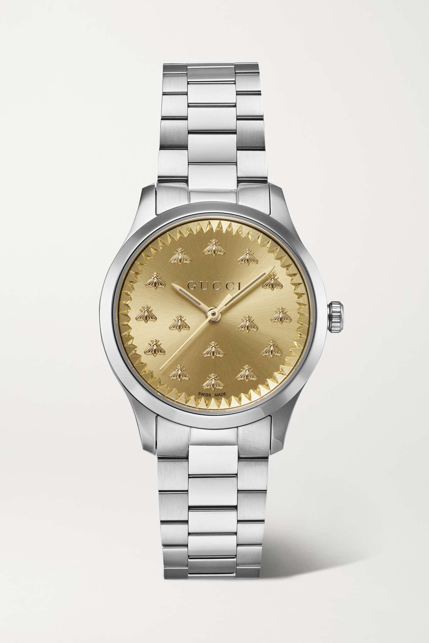 【GUCCI】g-timeless 32mm stainless steel watch GUCCI G-Timeless 32MM Quartz S-Steel Black Dial Women's