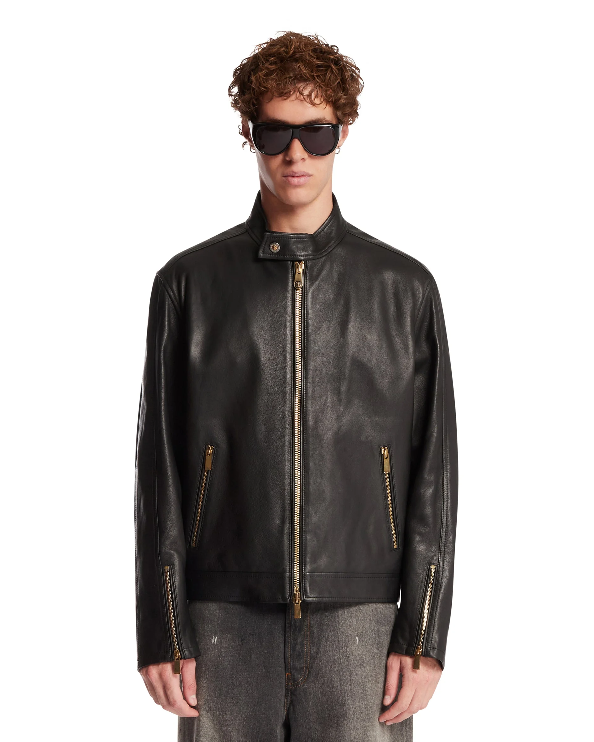 Black Leather Biker Jacket - 1