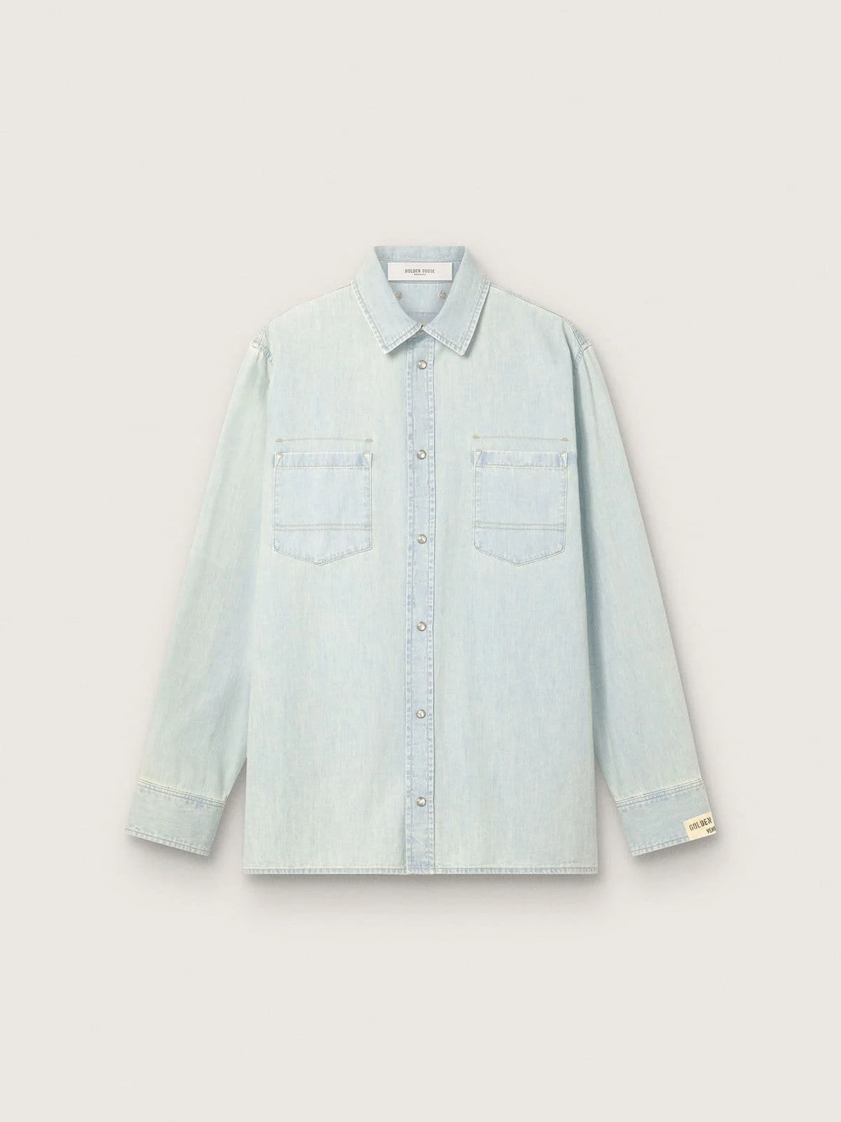 Men’s overshirt in light blue denim - 1