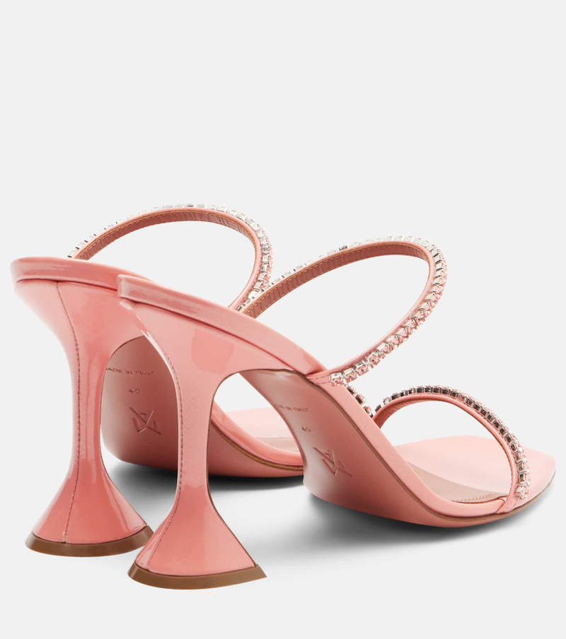 Amina Muaddi Gilda embellished patent leather sandals outlook