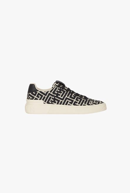 Ivory and black monogram jacquard B-Court sneakers - 1