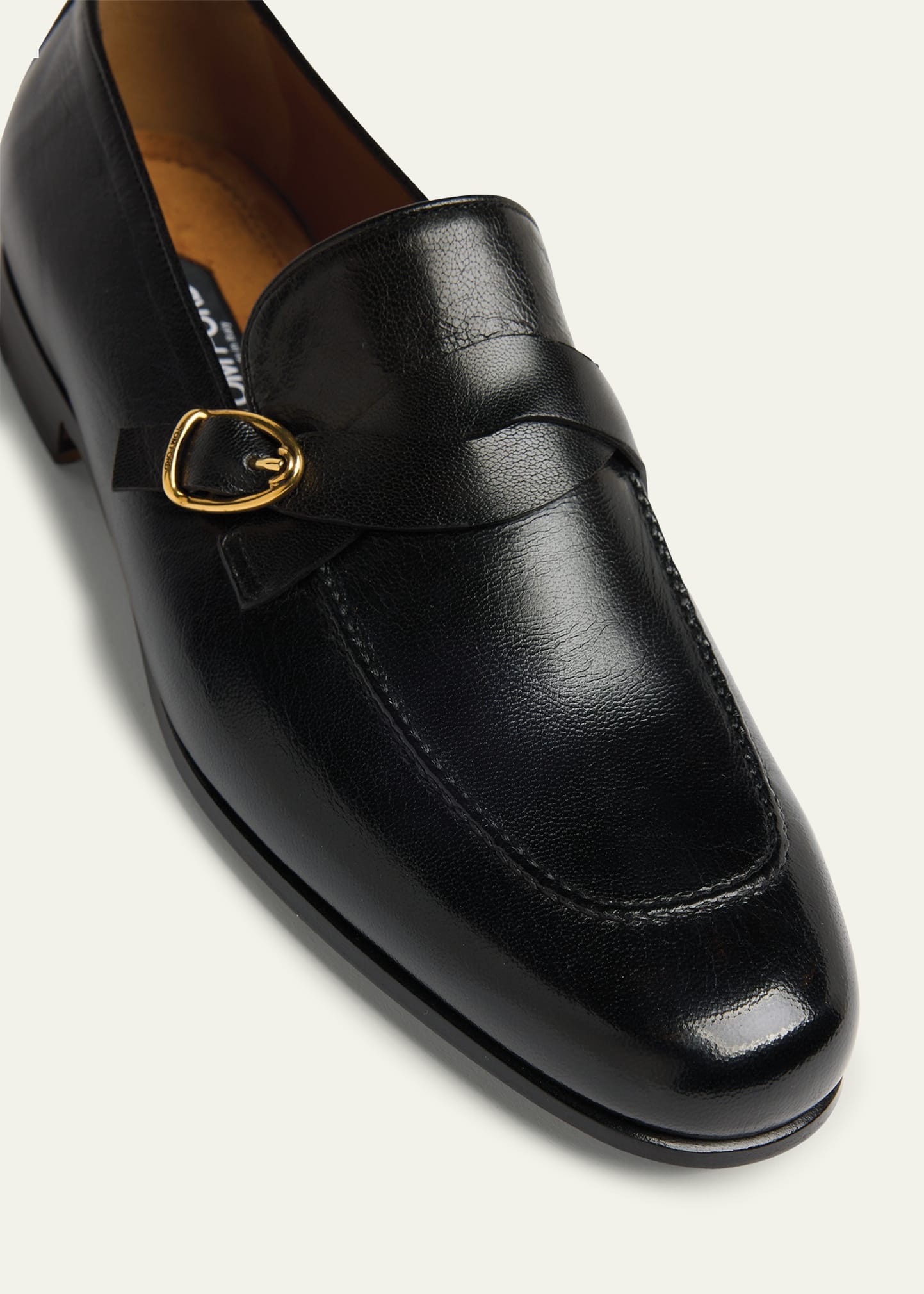 Men's Gigi Grained Leather Twisted Buckle Loafers - 6