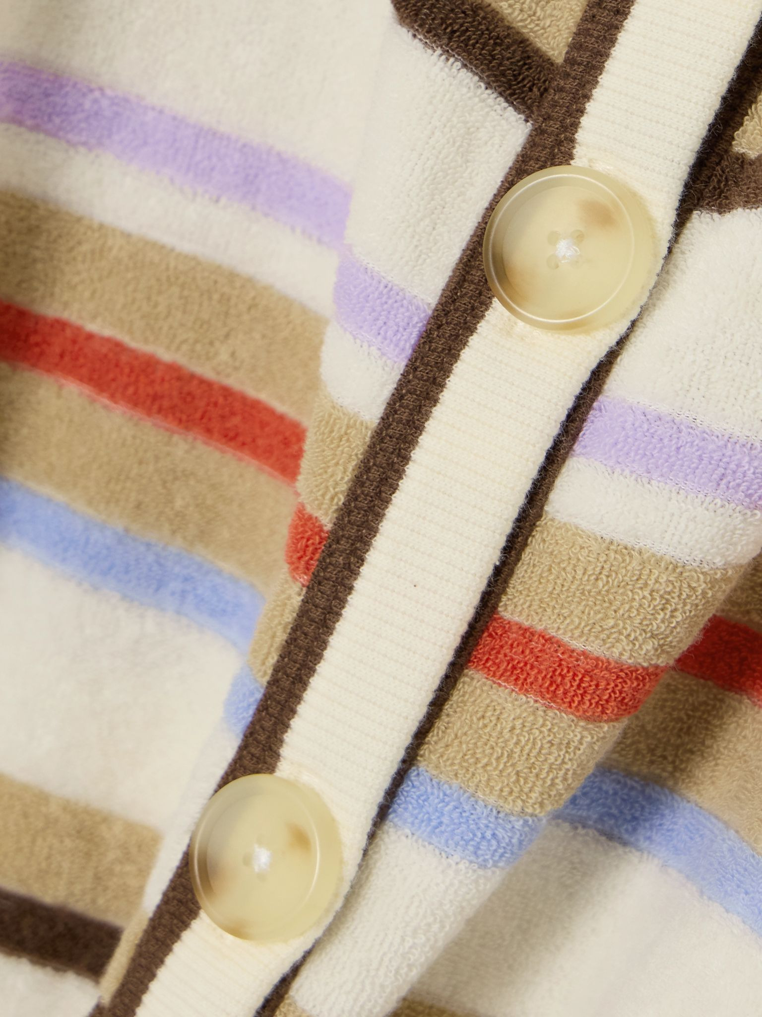 Brendan striped cotton-blend terry cardigan Beige - 4