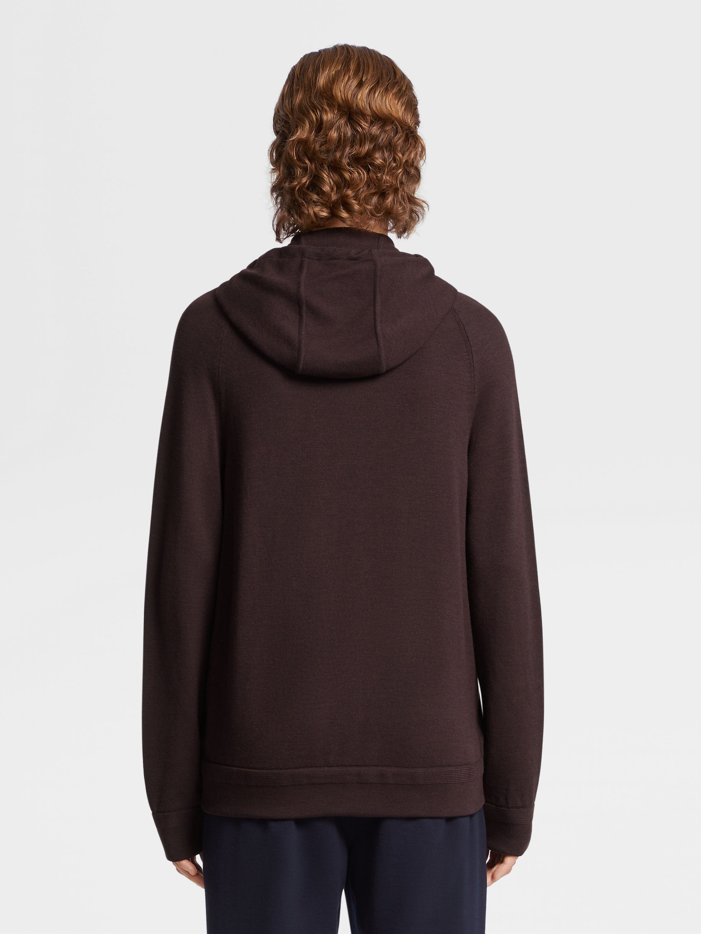 BURGUNDY 12MILMIL12 WOOL FULL ZIP HOODIE - 3