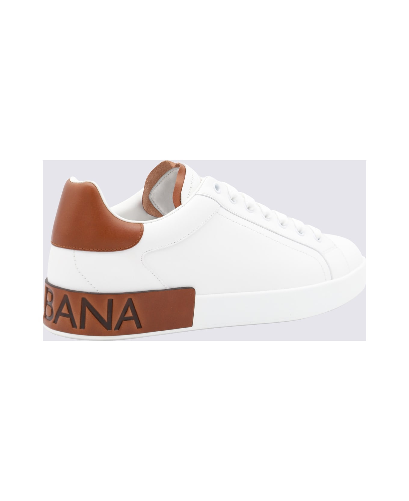 White And Brown Leather Sneakers - 2