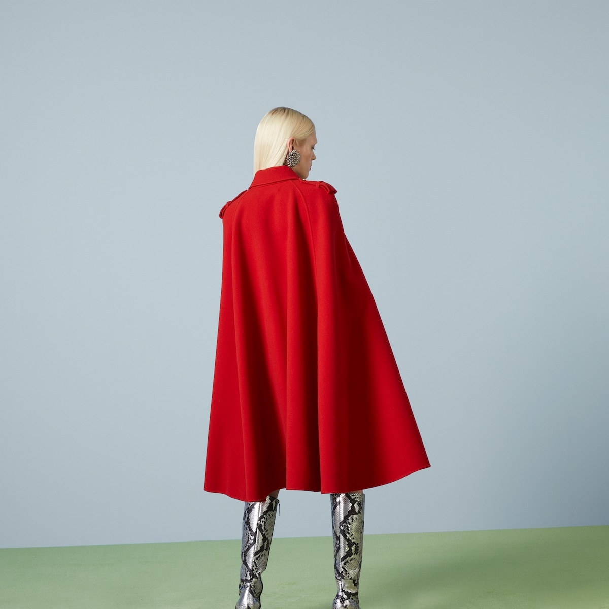 Wool coat with cape sleeves - 6